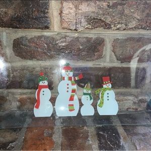 Pampered Chef snowman glass rectangular platter